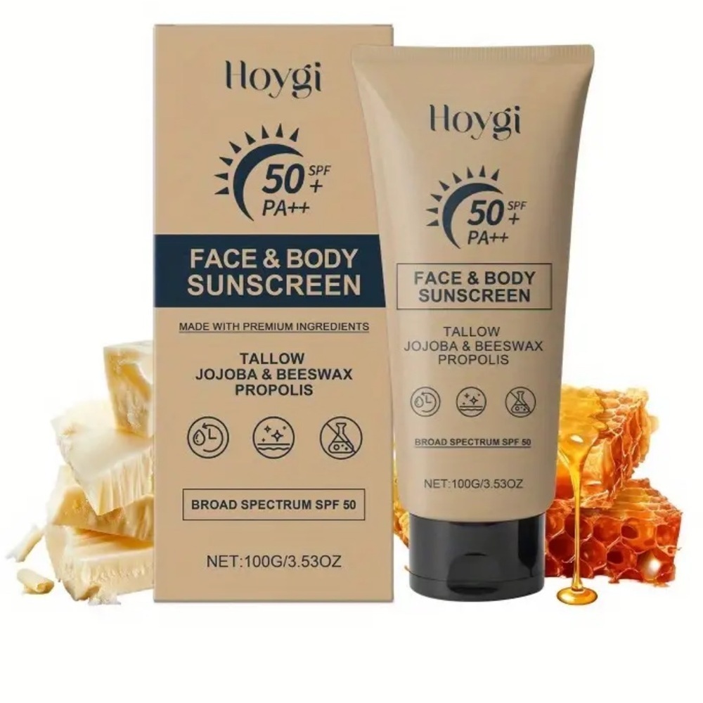 Hoygi SPF 50 Tallow Face & Body Sunscreen Cream 3.53 oz Broad Spectrum Jojoba